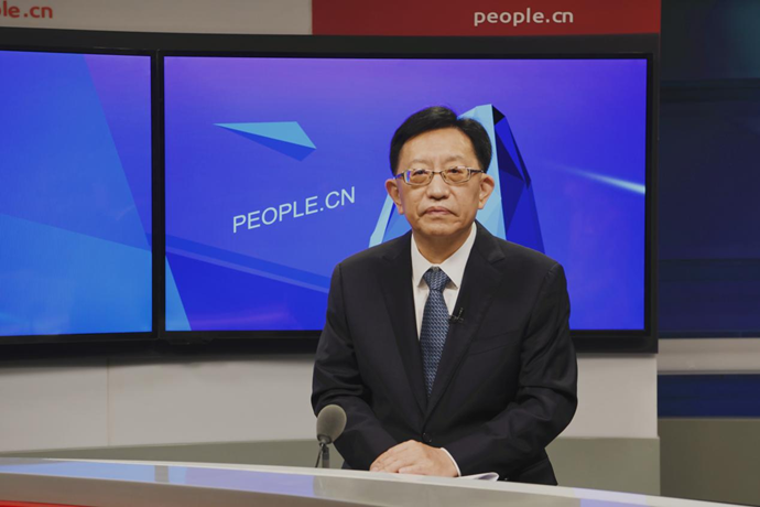 中國節(jié)能環(huán)保集團(tuán)有限公司黨委書記、董事長宋鑫做客人民網(wǎng)。人民網(wǎng)記者 王曉嘯 攝